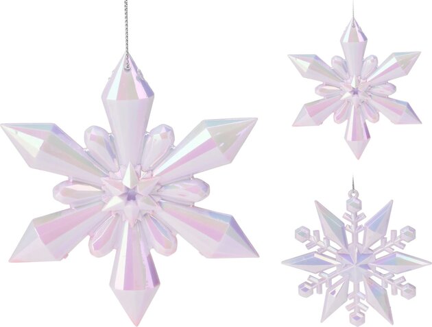 Hanger sneeuwvlok 11x11cm 2ass