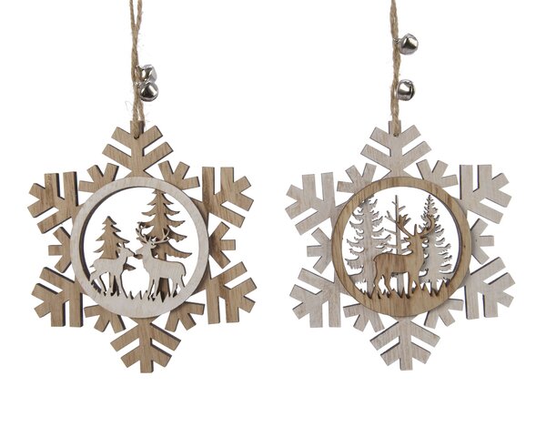 Hanger sneeuwvlok 12x12cm 2ass