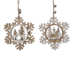 Hanger sneeuwvlok 12x12cm 2ass