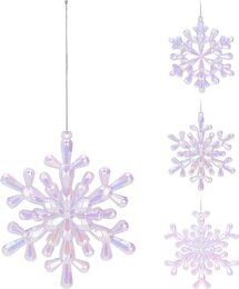 Hanger sneeuwvlok 12x12cm 3ass iris