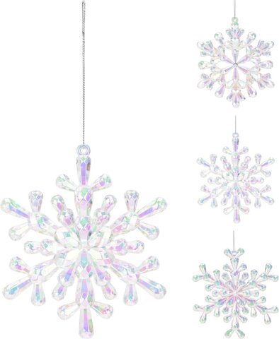 Hanger sneeuwvlok 12x12cm 3ass wit