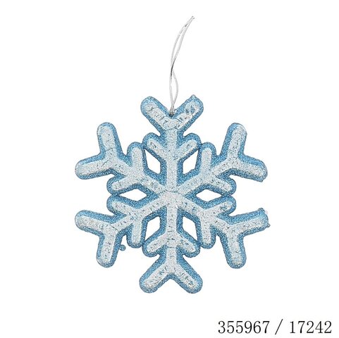 Hanger sneeuwvlok 14x14cm blauw