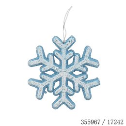 Hanger sneeuwvlok 14x14cm blauw