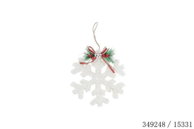 Hanger sneeuwvlok 21x3x18cm wit