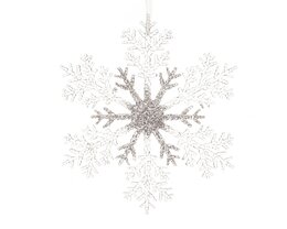 Hanger sneeuwvlok D21cm kunststof transparent zilver