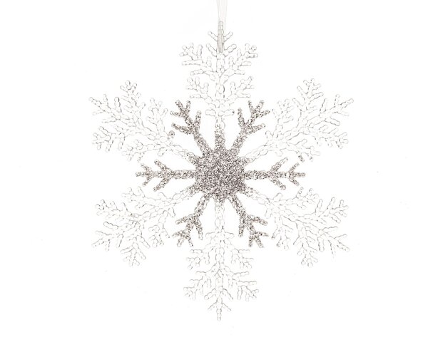 Hanger sneeuwvlok D32cm kunststof transparent zilver