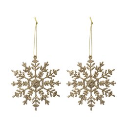 Hanger sneeuwvlok glitter goud 2stuks