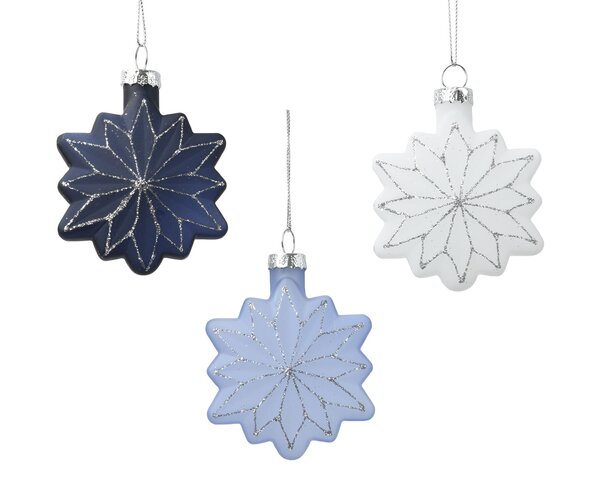 Hanger sneeuwvlok H8cm blauw 3ass