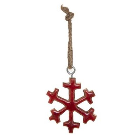 Hanger sneeuwvlok hout rood