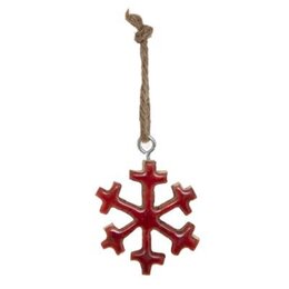 Hanger sneeuwvlok hout rood