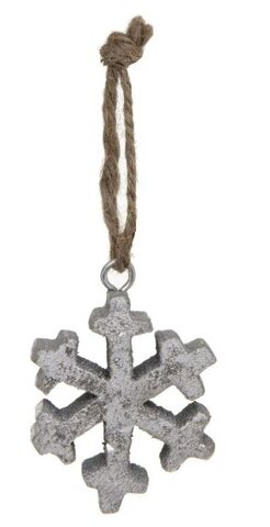 Hanger sneeuwvlok hout zilver