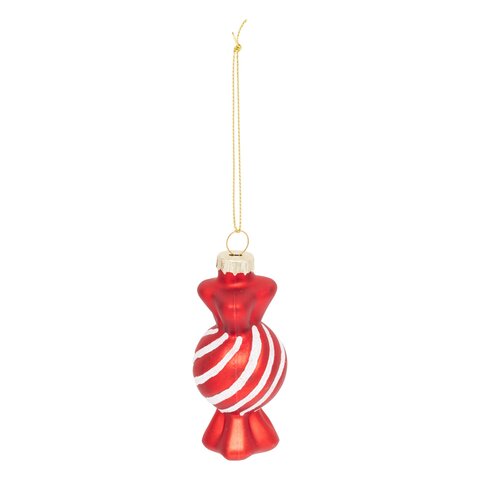 Hanger snoep H9cm glas rood wit