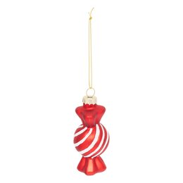 Hanger snoep H9cm glas rood wit