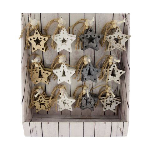 Hanger ster 10x10cm hout asst