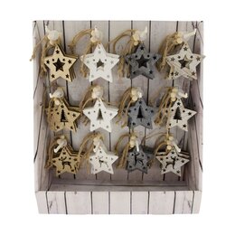Hanger ster 10x10cm hout asst