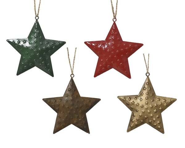 Hanger ster 10x10cm ijzer 4ass