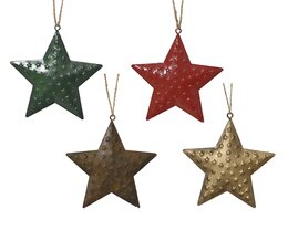 Hanger ster 10x10cm ijzer 4ass