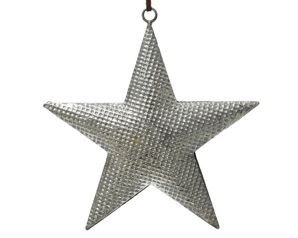 Hanger ster 16x16cm ijzer zilver