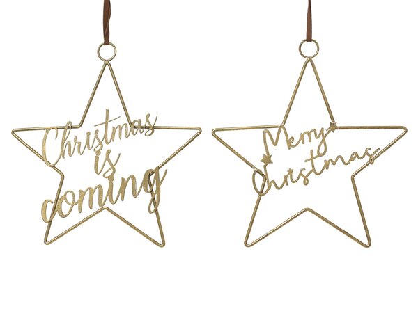 Hanger ster 33x30cm ijzer goud 2ass