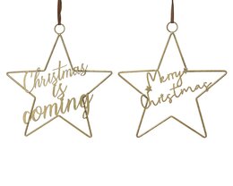 Hanger ster 33x30cm ijzer goud 2ass