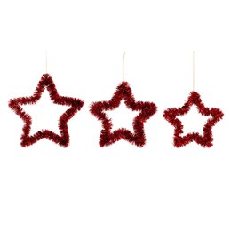 Hanger ster D40cm kunststof rood 3stuks