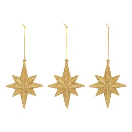 Hanger ster H13cm kunststof goud 3stuks