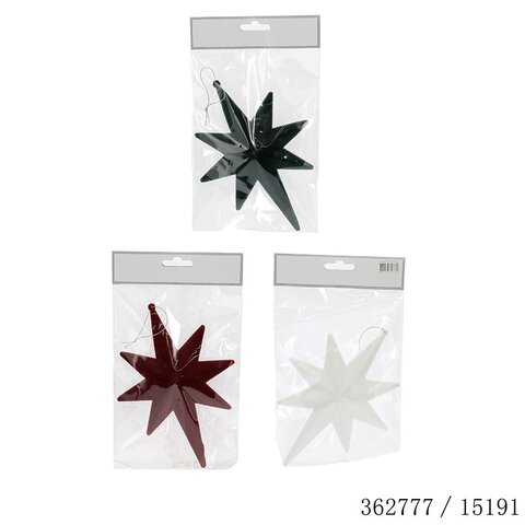 Hanger ster H19cm rood/wit/groen kunststof 3ass