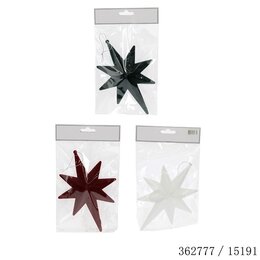 Hanger ster H19cm rood/wit/groen kunststof 3ass