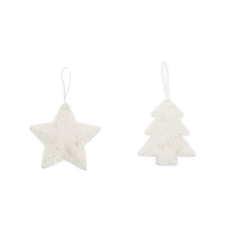 Hanger ster of kerstboom H14cm 2ass
