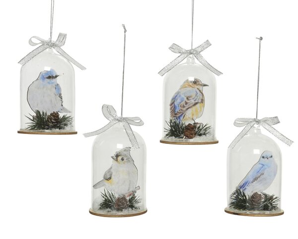 Hanger stolp glas H10cm met strik 4ass