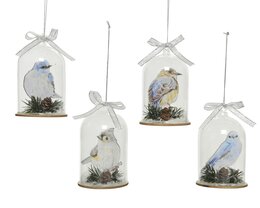 Hanger stolp glas H10cm met strik 4ass