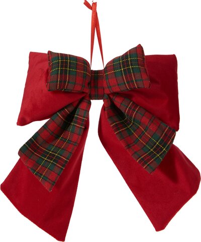 Hanger strik 24x32cm ruit rood