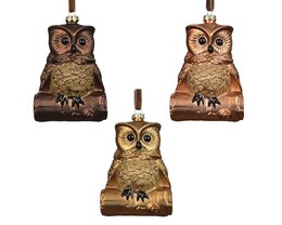 Hanger uil D10cm mat glitter 3ass