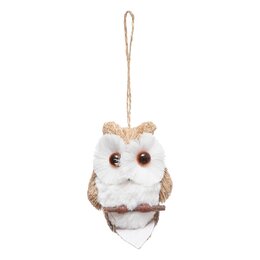 Hanger uil H10cm beige