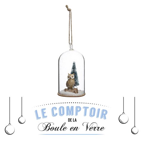 Hanger uil in glas H12cm - afbeelding 1