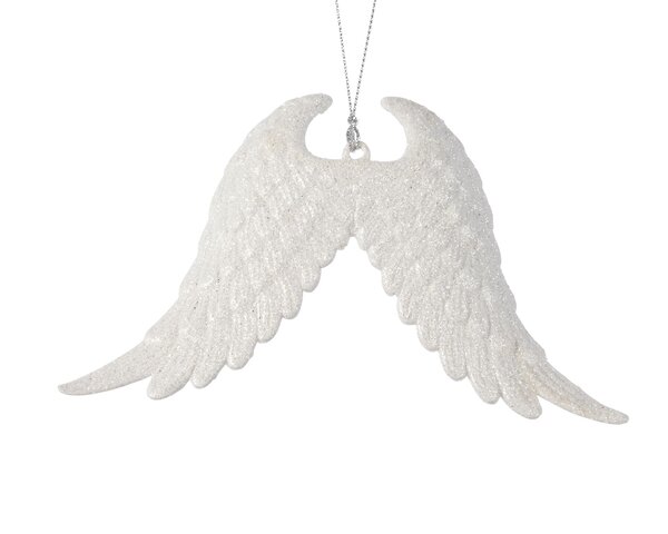 Hanger vleugels H10cm kunststof glitter - winterwit