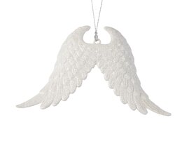 Hanger vleugels H10cm kunststof glitter - winterwit