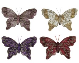 Hanger vlinder 14x8cm op clip 4ass