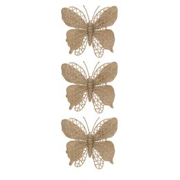 Hanger vlinder H10cm 3stuks goud