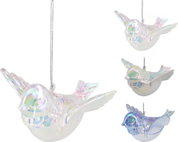 Hanger vogel 14cm glas iris