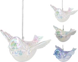 Hanger vogel 14cm glas iris