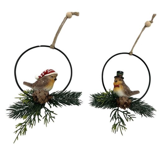Hanger vogels op tak 10x2x19cm 2ass