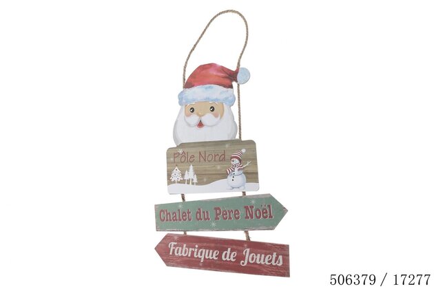 Hanger wegwijzer 35x69x0,5cm hout - Kerstman