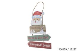 Hanger wegwijzer 35x69x0,5cm hout - Kerstman