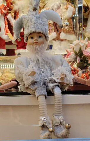 Harlekijn Kerst 45cm - wit