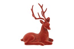 Hert zittend 20x24cm fluweel bruin