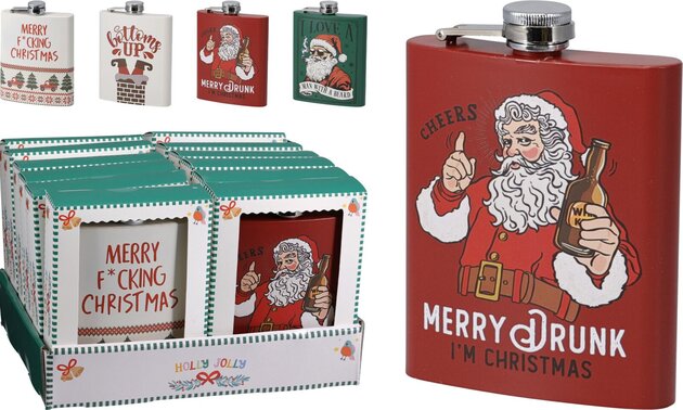 Heupfles 207ml Kerst 3ass
