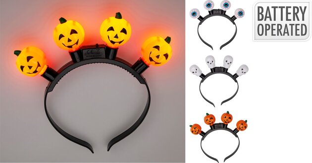 Hoofdband 20x21cm Halloween met licht 3ass