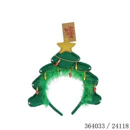 Hoofdband dennenboom/ster goud