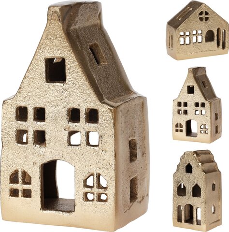 Huis 7x6x12cm met theelicht 3ass